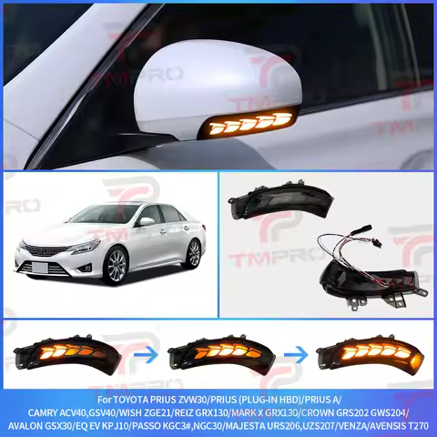 Side Mirror Flashing Light Dynamic Turn Signal Light for Toyota PRIUS ZVW30 2009-2012 CAMRY ACV40 GS