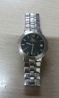 新淨 SK TIME 薄裝 黑面 日曆 夜光 三針 手錶（see settlement location frist）