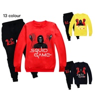 Squid Game Boys Girls Round Neck Sweater Trousers Set Cartoon Sweatshirt + Leisure Jogger 1370 Autumn Kids Clothes All-match Suit