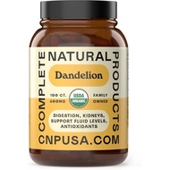 Complete Natural Products Pure Organic Dandelion Root Capsules - 600mg Capsules 100 Pills Dried Dand