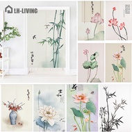 New Chinese Bedroom Door Curtain Partition Curtain Toilet Opening Feng Shui Cotton Linen Curtain Chinese Style Lotus Decorative Half Curtain