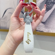 Cute ins Car Keychain Pendant Hand Rope Creative Four-leaf Clover Women Style Diamond Key Chain Pend