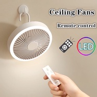 Remote Ceiling Fans 2000Mah Rechargeable Mini Desk Fan 360 Rotation Wind Hanging Ventilator Silent Fan