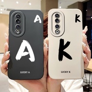 Honor 90 Pro Case REP-AN00 Simple Fashion Letters A-Z Pattern Design Silicone Cover Honor 90Pro Phon