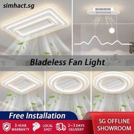 [FREE INSTALLATION] SG Local Bladeless Ceiling Fan LED Ceiling Fan Light Anti-flash Inverter DC Ceiling Fan with Tri-colour Lights and Remote Control