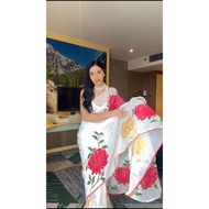 READY TO WEAR 1 MINUTE SAREE GEORGETTE FREE SIZE S-4XL WHITE SAREE WITH FLORAL, PREORDER