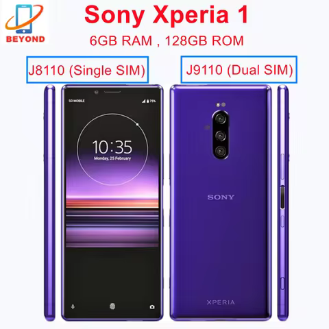 Sony Xperia 1 Single SIM J8110/Dual SIM J9110 XZ4 128GB ROM 6GB RAM 6.5" OLED Snapdragon NFC 4G LTE