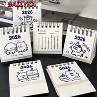 BALLYKA 2026 Desk Calendar, Mini Portable Coil Calendar,  Cartoon Calendar Plan Book Desktop Ornamen