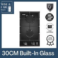 EF 30CM Built-In Glass Gas Hob | The Italia HBAG3020TNVGB 2-Burner Hob | PUB/LPG