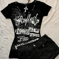 Wasteland Style Women's Clothing Light Asian Style Tops Vintage Women's Clothing y2k European Americ
