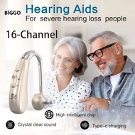 BIGGO 16 channels" hearing aids for elderly Noise Reduction 2 Channels Sound Amplifier Rechargeable 