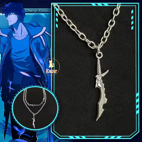 Anime Solo Leveling Sung Jinwoo Cosplay Hunter Weapon Short Blade Necklace Sung Jin Woo chain pendan