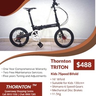 🇸🇬 Thornton Triton. Foldable Bicycle for Kids and Adults 130cm+. 16" Bifold with 6 Speed Shimano Gears.