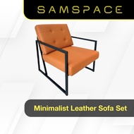 SAMSPACE Nordic Minimalist Leather Sofa Set 1 2 3 Seater