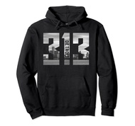 Vintage Detroit Michigan 313 Area Code Skyline Pullover Hoodie