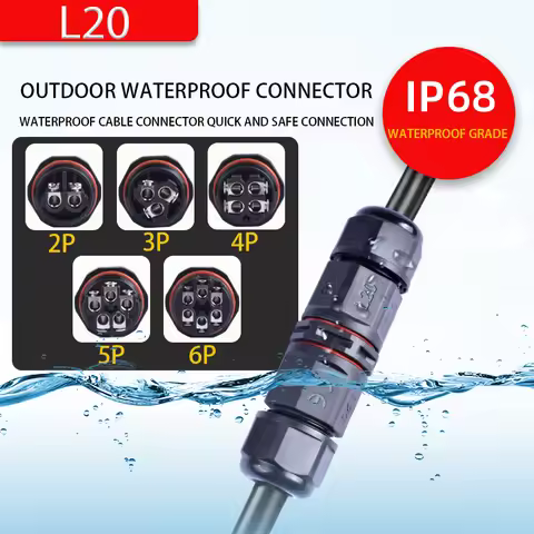 IP68 Waterproof Connector LED Light Cable Connector,L20 2/3/4/5/6 P Electrical Terminal Wire Connect