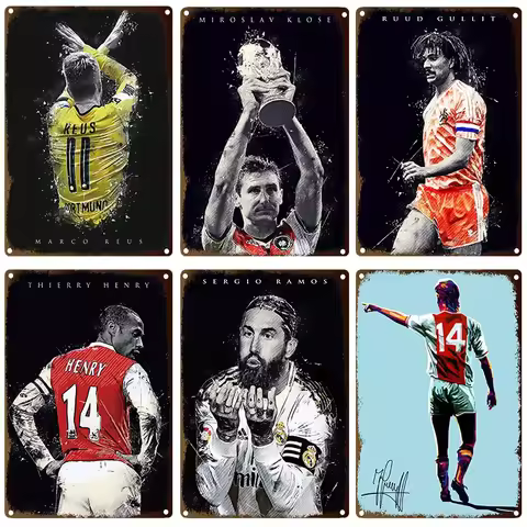 Johan Cruyff Soccer Star Metal Poster Tin Sign Decorative Picture Bar Club Room Background Wall Deco