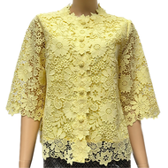 เสื้อลูกไม้คอตตอน ซับในลินิน ผู้ใหญ่ อก 38" 40" 42" 44" 46" 48" 50" อินกะออย In Ka Oil สีเขียวขตอง/เ