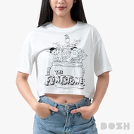 DOSH WOMENS CROPPED TOPS THE FLINTSTONES เสื้อยืดครอปผู้หญิง DFTWT1008-OW