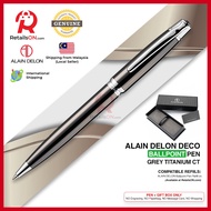 Alain Delon Deco Ballpoint Pen - Grey Titanium Chrome Trim (with Black - Medium (M) Refill) / {ORIGI