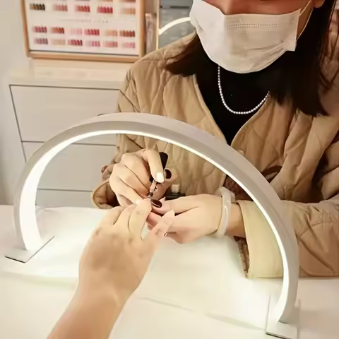 New Moon Nail Work Lamp - Beauty Work Desk Lamp, Three-color USB Power Supply - Black/White/Pink, Su