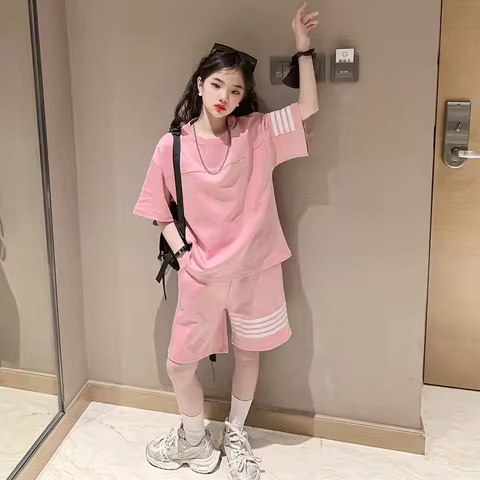 Sets for Children Girls'Top and Bottom Loose Set for Teenager Outfit Loungewear Outdoor Cothes for C
