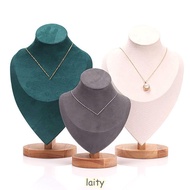 LAITY Necklace Display Rack, Suede  Jewelry Storage Rack,  Show Wooden Display Model Necklace