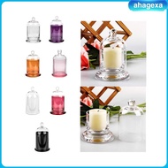 [Ahagexa] Cloche Candle Holder Cover Candle Jar Cup Glass Cloche Dome with Base for Plants Dessert