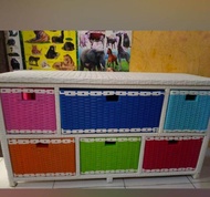 Lemari Rotan Sintetis Laci 6 Tengah Panjang Model Jasmien Rak Buku Susun Meja Tv Rotan Lemari Plasti