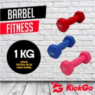 KickGo Barbell 1kg Anti-Slip Rubber Dumbbell 1 kg Neoprene Barbell Dumbell Women Dumbbell Gym Yoga 1
