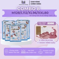 Combo of 8 premium MiracleBaby diapers/diapers with soft silk material M16/L14/XL12/XXL10 for babies