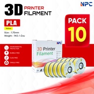(แพ็ค10)เส้นพลาสติก Yellow 3D/PLA/PLA Yellow/3D PLA/Filament for 3D Printer 1.75 mm เครื่องปริ้น 3 ม