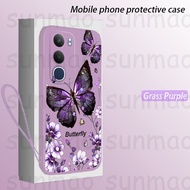 For Vivo 1915 Vivo Y19 Y16 Y17S Vivo Y19S Y29 5G Phone Case Purple Diamond Butterfly Phone case
