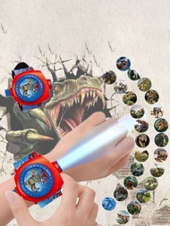 兒童卡通電子手錶3d恐龍24張圖像投影手錶趣味發光玩具幼稚園禮物