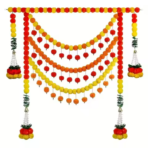 Long Strands Artificial Marigold Garland​​ Indian Décor Pooja Diwali Fiesta Pooja Marigold Flowers​​