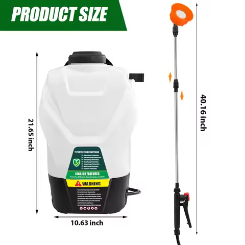 4 Gallon Backpack Sprayer 16L Battery Powered Garden Sprayer 75 PSI Electric Sprayer 2.5Ah Battery&C