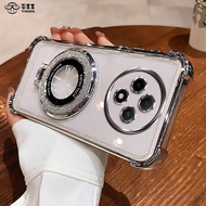 For OPPO F27 Pro Phone Case Four Corners Magnetic Holder Anti-fall OPPO F27 Pro+ Case Soft Transpare