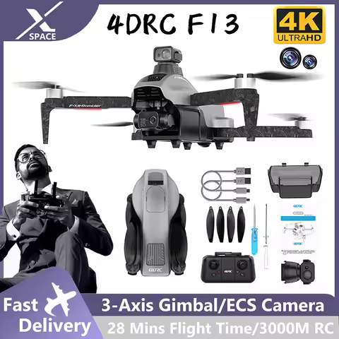 New 4DRC F13 With 3-Axis Gimbal Professional 4K Camera Obstacle Avoidance GPS 3KM Digital Image Tran