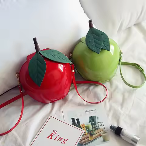 Boutique De FGG Funny 3D Apple Shape Women Crossbody Bags Girls Small Casual Shoulder Handbags Messe