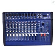 10 Channels Powered Mixer Amplifier Digital Audio Mixing Console Amp with 48V Phantom Power USB/ SD 