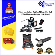 QS [3ITEM] Paket Mesin Las Redfox 120A - Bor 12Volt Hitam - Gerinda