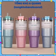 890ML Stainless Steel Emulsion Bottle WITH STRAW - 890ml emulsion painted thermos bottle - sparkling