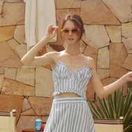 lookbookbeachclub seashell top navy stripe เสื้อสายเดี่ยว สีน้ำเงิน ลายทาง