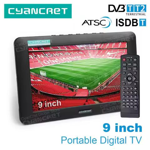 LEADSTAR D9 9 inch Portable TV DVB-T2 ATSC ISDB-T tdt DTT Digital and Analog mini small Car Televisi