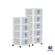 Toyogo 803-4 803-5 Plastic Storage Cabinet / Drawer With Wheels