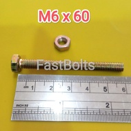 Yellow Bolts and Nuts 10 Length 6cm (M6x60) M6 Bolt and Nut