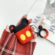 CrashStar  Cute Disneys Mickeys Mouse Silicone Soft AirPods Case For AirPods 1 2 3 Pro inPods i7 i12 Pro Wireless Bluetooth Headphones Accessories Casing With Ring For Air Pods Earphone Charging Box Protective Cover Shockproof Shell Top Sale