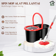 GRATIS ONGKIR PROMO!! COD Spin Mop alat pel lantai Super Mop Putar murah kain pel + Ember  Stainless