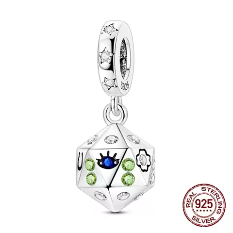 925 Sterling Silver Amulet Talisman Good Lucky Dice Charm Pendant Fit Original Charm Bracelet Women 
