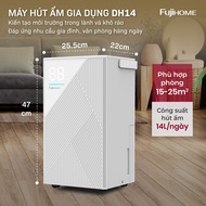 Máy hút ẩm  Fujihome DH60W-HEPA mẫu mới 2025 kết nối wifi lọc không khí - Công suất 60L/ngày